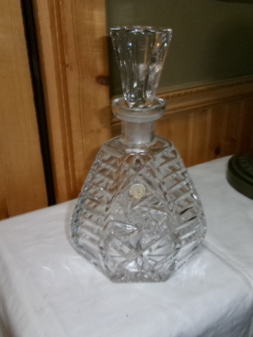 Vtg MCM Marshall Fields Hand Cut crystal west Germany Octagon shape decanter - Picture 2 of 9